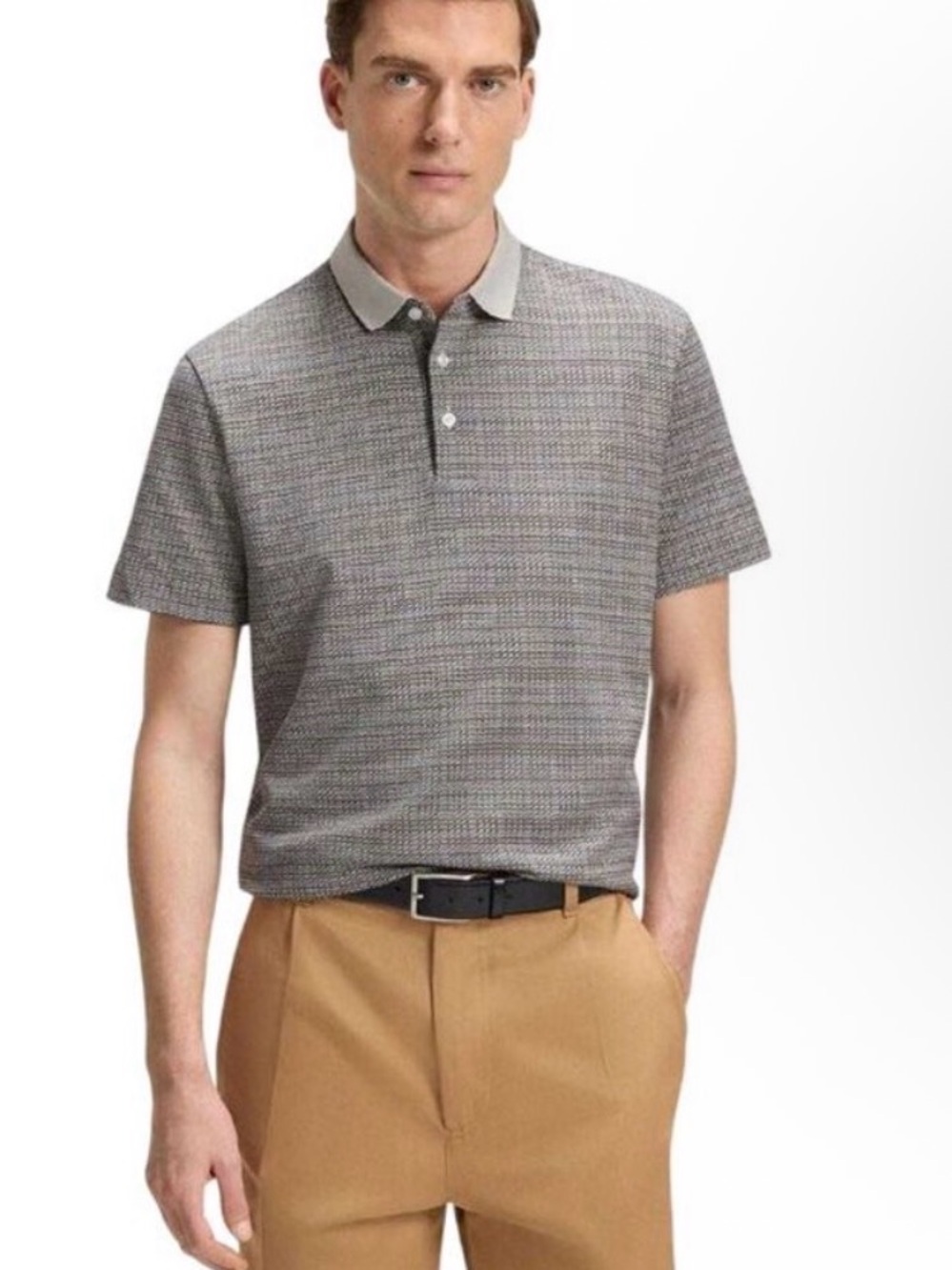 Boss Mens H-Parris 102
Mercerised Cotton Polo Shirt /
Gray/White